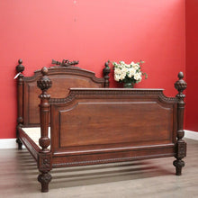 Load image into Gallery viewer, x SOLD Antique French Bed, French Oak Double Bed with Headboard, Foot Side Rails Slats B10455