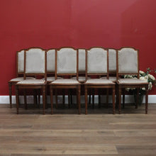 Load image into Gallery viewer, x SOLD Set of 8 Antique French Dining Chairs or Kitchen Chairs, Fabric Backs and Seats. B10516