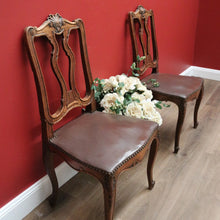 Load image into Gallery viewer, x SOLD Pair of Antique French Hall Chairs, Leather, Oak and Brass Stud Office Chairs B10429