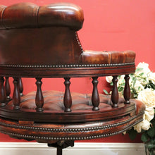 Load image into Gallery viewer, x SOLD Vintage Leather and Mahogany Office Chair, Button Back, Seat and Armrest Chair. B11293