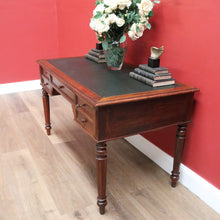 Load image into Gallery viewer, x SOLD Antique French Oak and Leather Office Desk, 4 Drawer Office Desk with Turned Leg B10722