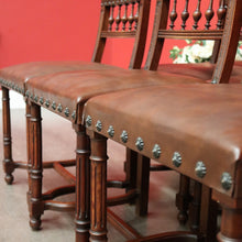 Load image into Gallery viewer, x SOLD Set of 8 Antique French Dining Chairs, Kitchen Chairs with Brass Studs to Seats. B10281