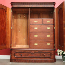 Load image into Gallery viewer, x SOLD Antique Victorian Mahogany Wardrobe with built in Chest of Drawers, Linen Press. B10329