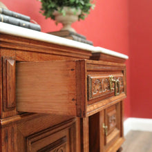 Load image into Gallery viewer, x SOLD Antique French Bedside Tables, Oak and Marble Lamp Table, Lamp Bedside Cabinets B11130
