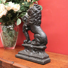 Load image into Gallery viewer, x SOLD Heavy Antique English Rampant Lion Door Stop Cast Iron Door Stop of Rampant Lion