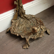 Load image into Gallery viewer, x SOLD Antique French Brass Umbrella Holder with Resting Dog, Horn, Hunting Scene. B9830