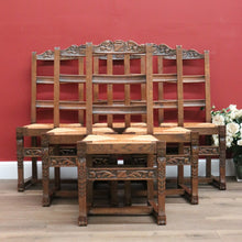 Load image into Gallery viewer, x SOLD - Set of 6 Antique French Rush Seat Dining Chairs, 6 Antique French Kitchen Chairs B10783