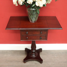 Load image into Gallery viewer, x SOLD Antique English Mahogany Works Table, Sewing Table, Drop Sides Wine Lamp Table. B10433