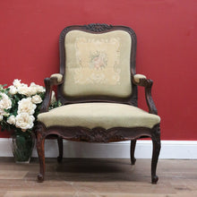 Load image into Gallery viewer, x SOLD Antique Grandfather Chair, Oak and Tapestry Padded Arm Armchair Grandfather Seat B10782