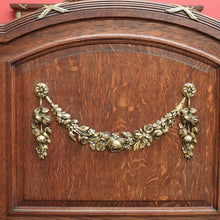 Load image into Gallery viewer, x SOLD Antique French Oak Double Bed, French Gilt Brass Bed includes Slats, Side Rails. B10530