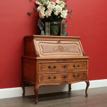 Load image into Gallery viewer, x SOLD Antique French Writing Bureau Chest of Drawer Bureau Desk Secretaire Oak Leather B10164