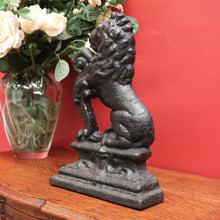 Load image into Gallery viewer, x SOLD Heavy Antique English Rampant Lion Door Stop Cast Iron Door Stop of Rampant Lion