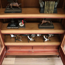 Load image into Gallery viewer, x SOLD Antique French Mahogany 2 Door Bookcase China Cabinet with Carved detail to top B10727