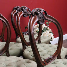 Load image into Gallery viewer, x SOLD Set of 6 Antique English Dining Chairs, Mahogany Balloon Back Kitchen Chairs B10796