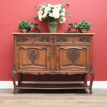 Load image into Gallery viewer, Antique French Sideboard, Oak and Marble Top French Two Drawer Hall Cupboard B10879