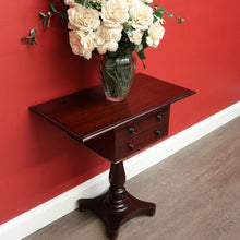 Load image into Gallery viewer, x SOLD Antique English Mahogany Works Table, Sewing Table, Drop Sides Wine Lamp Table. B10433