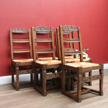 Load image into Gallery viewer, x SOLD - Set of 6 Antique French Rush Seat Dining Chairs, 6 Antique French Kitchen Chairs B10783