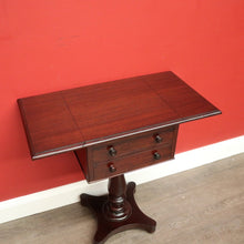 Load image into Gallery viewer, x SOLD Antique English Mahogany Works Table, Sewing Table, Drop Sides Wine Lamp Table. B10433
