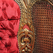 Load image into Gallery viewer, x SOLD Antique French Gilt Timber, Cane, Button Back Fabric, Boudoir Chair, Armchair B11146