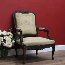 Load image into Gallery viewer, x SOLD Antique Grandfather Chair, Oak and Tapestry Padded Arm Armchair Grandfather Seat B10782
