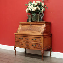 Load image into Gallery viewer, x SOLD Antique French Writing Bureau Chest of Drawer Bureau Desk Secretaire Oak Leather B10164