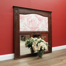Load image into Gallery viewer, x SOLD Antique French Oak Mirror, Mantle Mirror, French Trumeau Mirror, Toile Fabric B10746