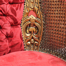 Load image into Gallery viewer, x SOLD Antique French Gilt Timber, Cane, Button Back Fabric, Boudoir Chair, Armchair B11146