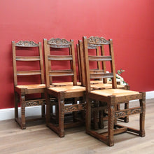 Load image into Gallery viewer, x SOLD - Set of 6 Antique French Rush Seat Dining Chairs, 6 Antique French Kitchen Chairs B10783