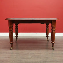 Load image into Gallery viewer, x SOLD Antique English Mahogany Dining Table, 2 Leaf Extension Kitchen Table and Winder. B9862