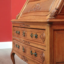 Load image into Gallery viewer, x SOLD Antique French Writing Bureau Chest of Drawer Bureau Desk Secretaire Oak Leather B10164