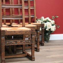 Load image into Gallery viewer, x SOLD - Set of 6 Antique French Rush Seat Dining Chairs, 6 Antique French Kitchen Chairs B10783