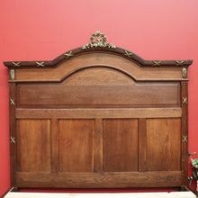 Load image into Gallery viewer, x SOLD Antique French Oak Double Bed, French Gilt Brass Bed includes Slats, Side Rails. B10530