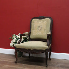 Load image into Gallery viewer, x SOLD Antique Grandfather Chair, Oak and Tapestry Padded Arm Armchair Grandfather Seat B10782
