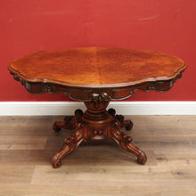 Load image into Gallery viewer, x SOLD Antique English Burr Walnut Kitchen or Dining Table for 4, Centre or Foyer Table B11153