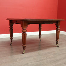 Load image into Gallery viewer, x SOLD Antique English Mahogany Dining Table, 2 Leaf Extension Kitchen Table and Winder. B9862