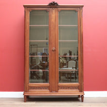 Load image into Gallery viewer, x SOLD Antique French Mahogany 2 Door Bookcase China Cabinet with Carved detail to top B10727