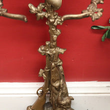 Load image into Gallery viewer, x SOLD Antique French Brass Umbrella Holder with Resting Dog, Horn, Hunting Scene. B9830