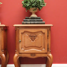 Load image into Gallery viewer, x SOLD Pair of Vintage French Bedside Cabinets, Carved Oak Lamp or Side Tables B10919