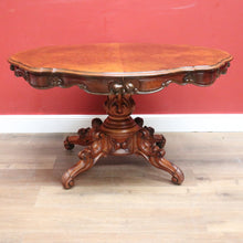 Load image into Gallery viewer, x SOLD Antique English Burr Walnut Kitchen or Dining Table for 4, Centre or Foyer Table B11153