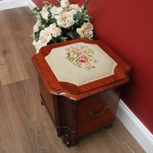 Load image into Gallery viewer, x SOLD Antique English Sewing Box, Walnut, Burr Walnut Knitting Cabinet, Footstool Seat B11001