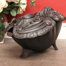 Load image into Gallery viewer, x SOLD Antique French Cast Iron Coal Scuttle Magazine Holder Kindling Holder Fire Tool. B10019