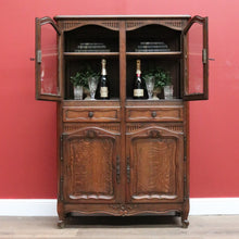 Load image into Gallery viewer, x SOLD Vintage French Oak with 4 Carved Doors 2 drawers Bookcase China Display Cabinet B10699