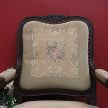 Load image into Gallery viewer, SALE Antique Grandfather Chair, Oak and Tapestry Padded Arm Armchair Grandfather Seat B10782
