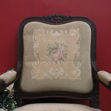 Load image into Gallery viewer, x SOLD Antique Grandfather Chair, Oak and Tapestry Padded Arm Armchair Grandfather Seat B10782