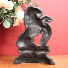 Load image into Gallery viewer, x SOLD Heavy Antique English Rampant Lion Door Stop Cast Iron Door Stop of Rampant Lion