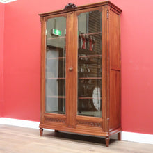 Load image into Gallery viewer, x SOLD Antique French Mahogany 2 Door Bookcase China Cabinet with Carved detail to top B10727