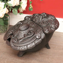 Load image into Gallery viewer, x SOLD Antique French Cast Iron Coal Scuttle Magazine Holder Kindling Holder Fire Tool. B10019