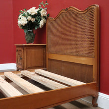 Load image into Gallery viewer, x SOLD Antique French Single Bed, Oak and Cane Bed. Bedhead, Foot, Side Rails Slats 3/3. B11266