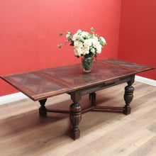 Load image into Gallery viewer, x SOLD Antique French Oak 2 Leaf Dining Table, Parquetry Top Extension Kitchen Table B11210