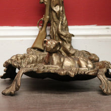 Load image into Gallery viewer, x SOLD Antique French Brass Umbrella Holder with Resting Dog, Horn, Hunting Scene. B9830